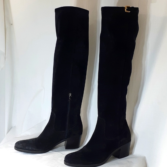 Prada black suede leather heeled boots size 37 size 7 - Picture 2 of 13